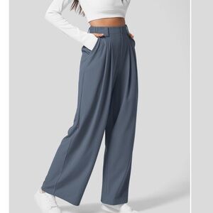 Halara High Waisted Plicated Side Pocket Wide Leg Waffle Work Pants